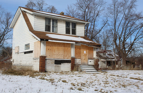 A Boarded up house
