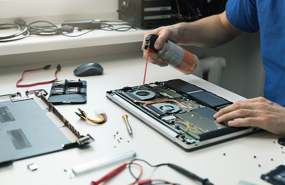 a professional Cleaning an electronic device