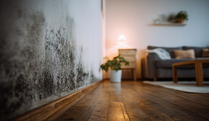 Black mold damaged wall