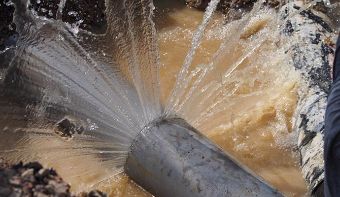 Burst main water line
