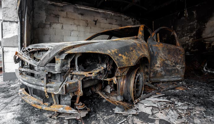 Fire damaged garage