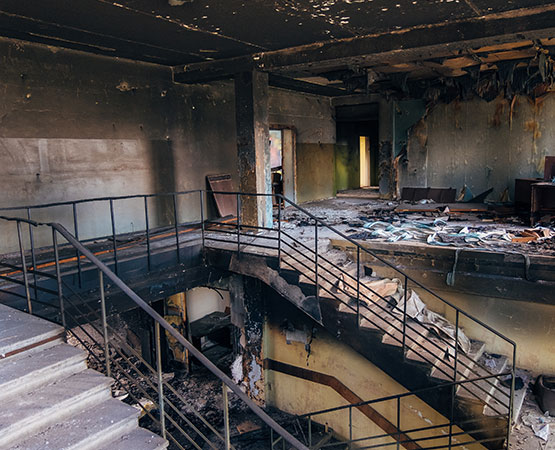 Fire damaged commercial space