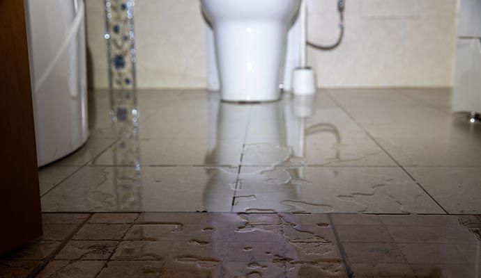 Wet bathroom floor